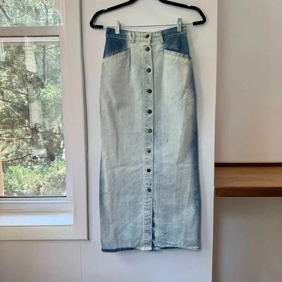 Vintage Y2K Casual Corner Denim Jean Button Down Midi Skirt Blue - Picture 1 of 10